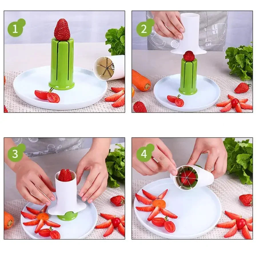 Kitchen Gadget Accessories Vegetable Cutters Fruit Kitchen Cucumber Carrot Divider Strawberry Slicer Splitter