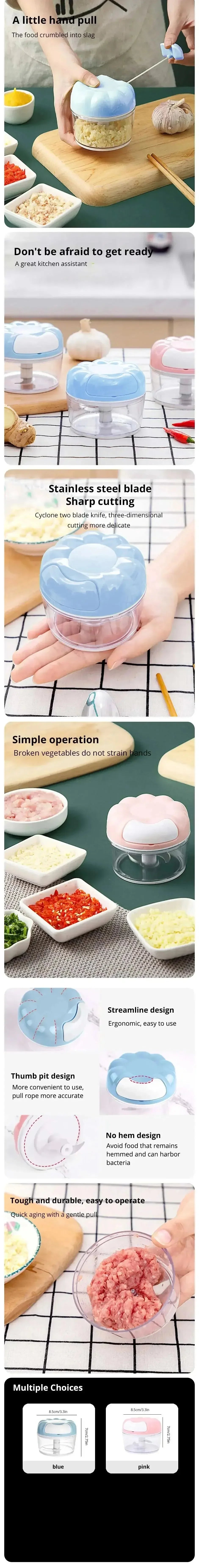 Kitchen Gadgets: Hand Pull Type Garlic Blender, Manual Garlic Masher, Braised Minced Garlic, Vegetables and Meat Grinder