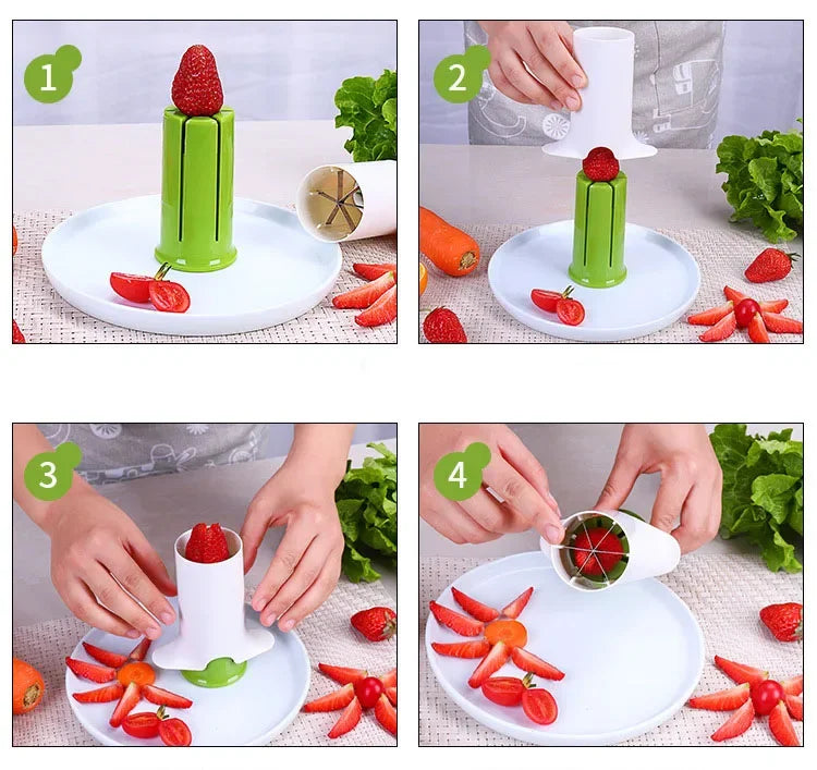 Kitchen Gadget Accessories Vegetable Cutters Fruit Kitchen Cucumber Carrot Divider Strawberry Slicer Splitter